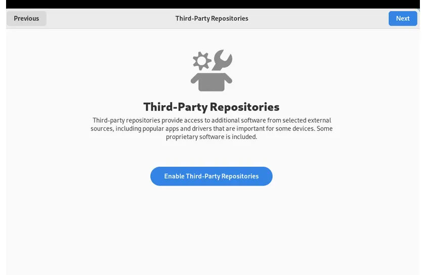 Enable third party repository